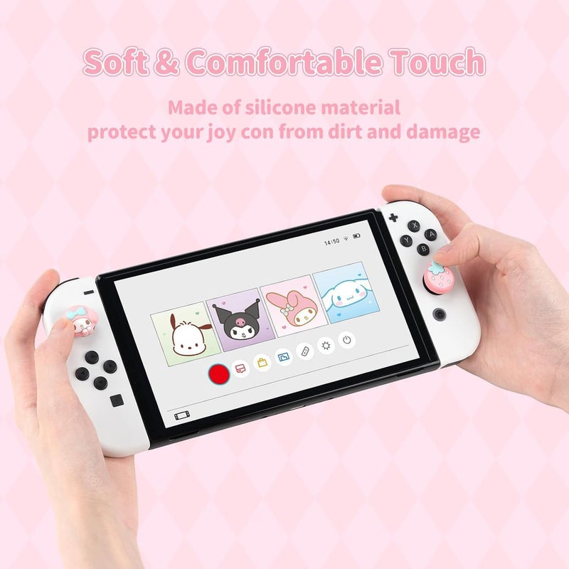 Kuitmor Switch Joy Con Thumb Grip Caps,4PCS Soft Silicone Joystick Cover,Cute Analog Stick Cap Compatible with Switch/OLED/Lite - Image 4